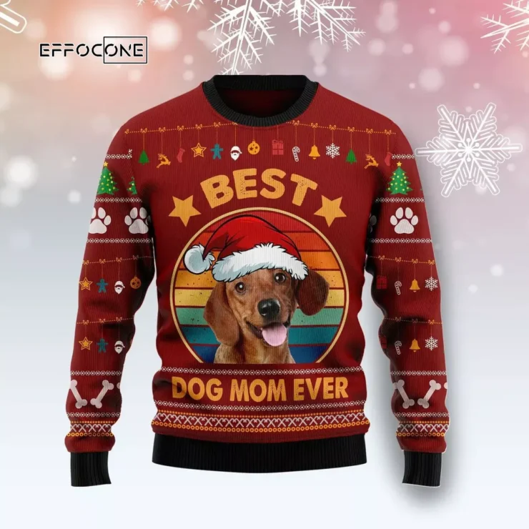 Dachshund Best Dog Mom Ugly Christmas Sweater