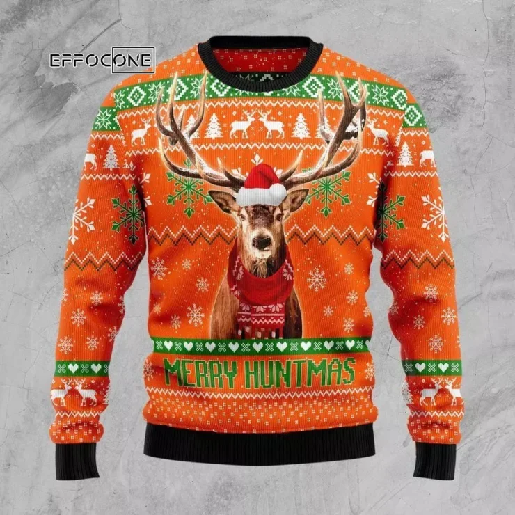 Deer Merry Huntmas Ugly Christmas Sweater