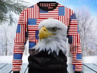 Eagle USA Flag Ugly Christmas Sweater