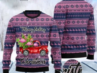 Flamingo Merry Flocking Ugly Christmas Sweater