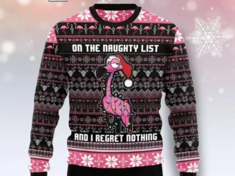 Flamingo Naughty List Ugly Christmas Sweater