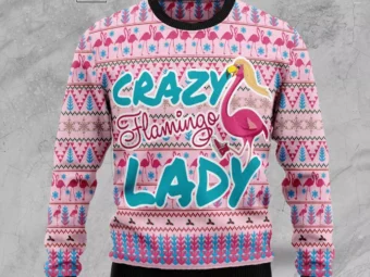 Flamingo Pink Flamingo Lady Ugly Christmas Sweater