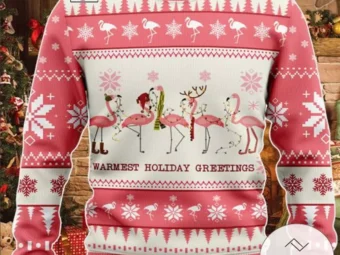 Flamingo Warmest Holiday Greeting Ugly Christmas Sweater