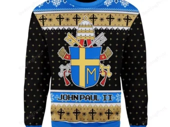 Gearhomies John Paul II Coat of Arms Ugly Christmas Sweater