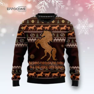 Horse Through Snow Ugly Christmas Sweater