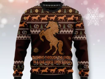 Horse Through Snow Ugly Christmas Sweater