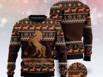 Horse Through Snow Ugly Christmas Sweater