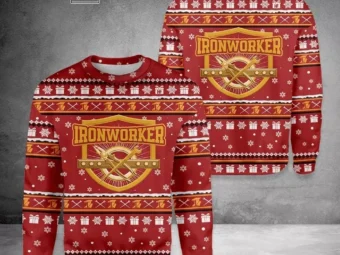 Ironworker Ugly Christmas Sweater Yellow