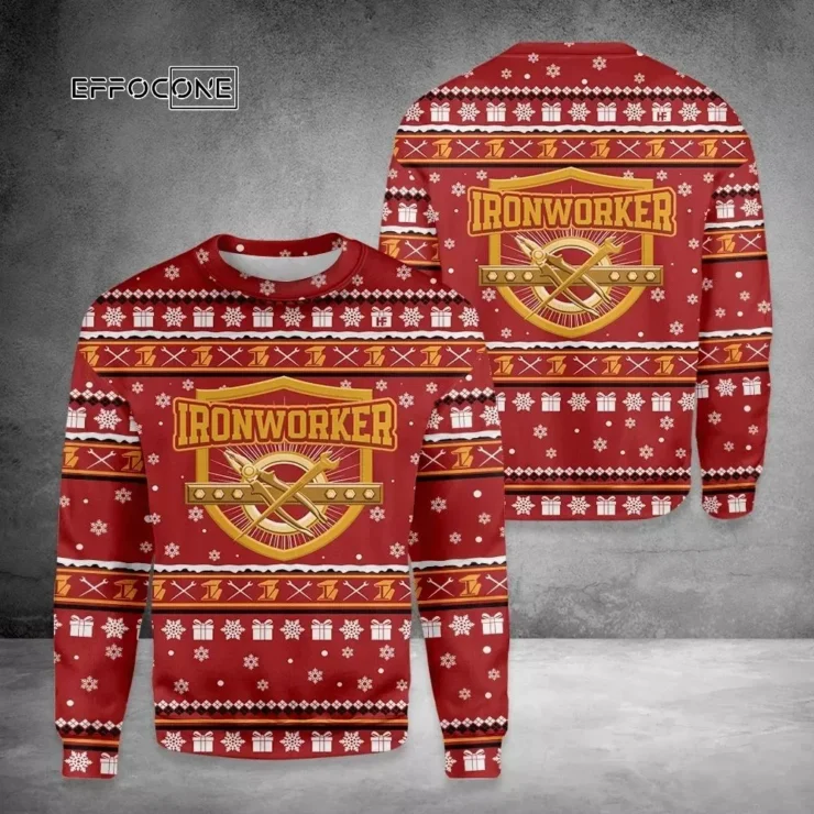 Ironworker Ugly Christmas Sweater Yellow