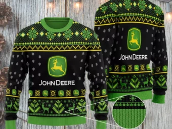 John Deere Woolen Ugly Christmas Sweater Limited Black Green