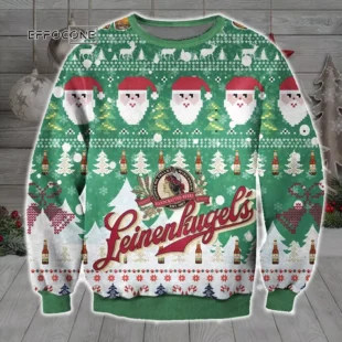 Leinenkugel Ugly Christmas Sweater White Green