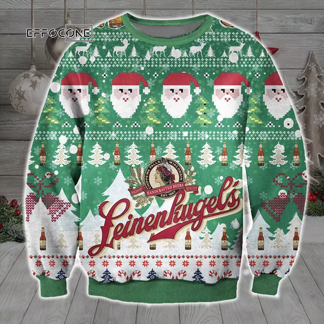 Leinenkugel Ugly Christmas Sweater White Green