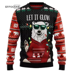 Let‘s Glow Polar Bear Ugly Christmas Sweater