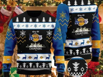 Los Angeles Mixed Lakers LA Dodgers City Of Champions Ugly Christmas Sweater