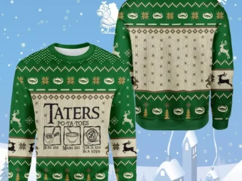 LOTR Taters Potatoes Boil Em Mash Em Stick Em In A Stew Green Ugly Christmas Sweater