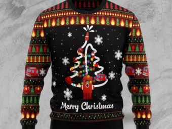 Merry Christmas Firefighter Ugly Christmas Sweater