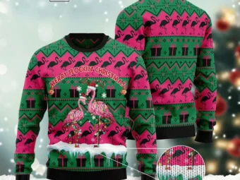 Merry Flockin Christmas Flamingo G Flamingo Lover Ugly Christmas Sweater