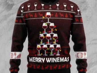 Merry Winemas Christmas Tree Ugly Christmas Sweater