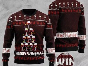Merry Winemas Christmas Tree Ugly Christmas Sweater