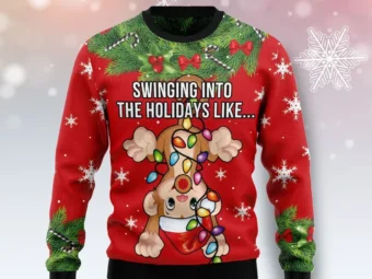 Monkey Swing Into The Holiday Ugly Christmas Sweater