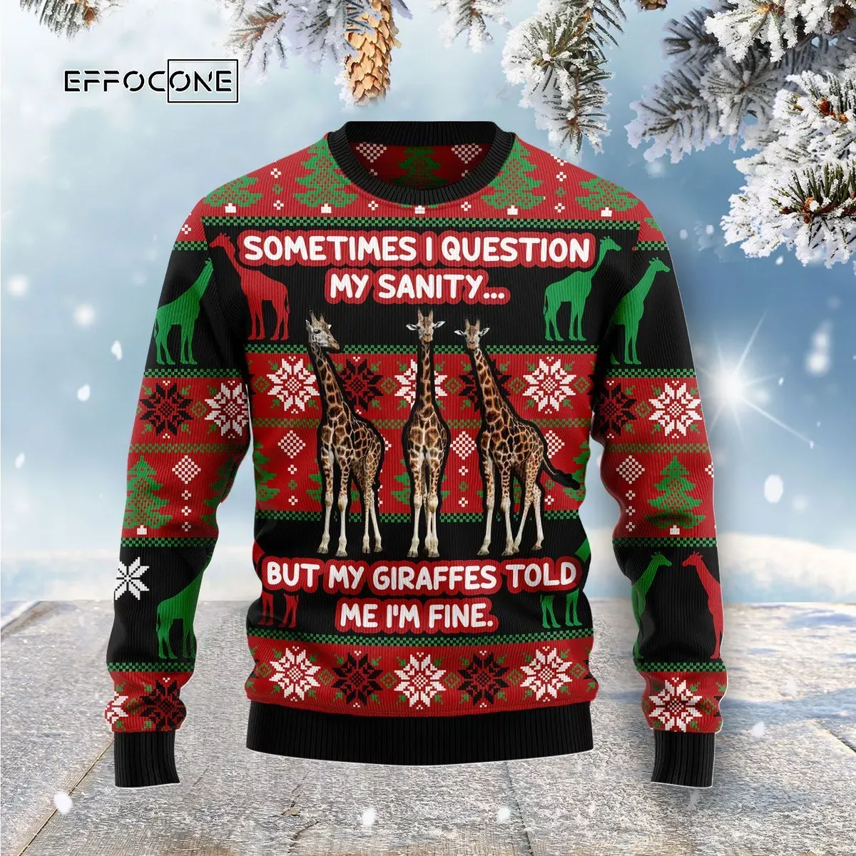My Sanity Question Giraffe Ugly Christmas Sweater My Sanity Question Giraffe Ugly Christmas Sweater