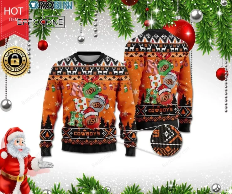 Oklahoma State Cowboys Ho Ho Ho Ugly Christmas Sweater