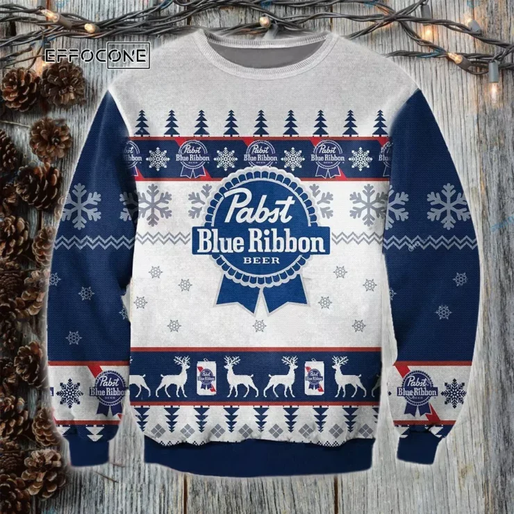 Pabst Blue Ribbon Ugly Christmas Sweater