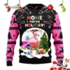 Pink Flamingo 2022 Ugly Christmas Sweater Home for The Holidays