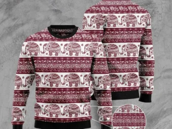 Red Elephant Mandala Ugly Christmas Sweater