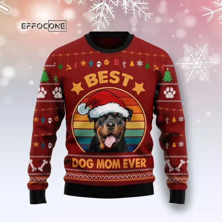 Rottweiler Best Dog Mom Ever Ugly Christmas Sweater