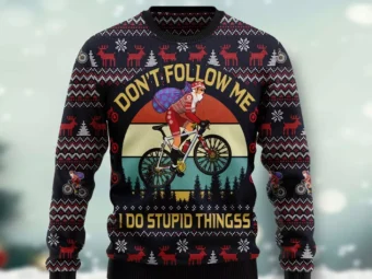 Satan Claus On Mountain Bike Ugly Christmas Sweater