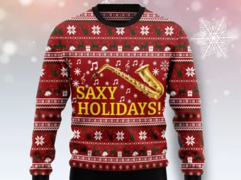 Saxy Holidays Saxophone Ugly Christmas Sweater