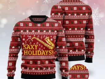 Saxy Holidays Saxophone Ugly Christmas Sweater