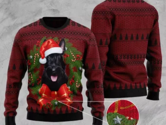 Scottish Terrier Wreath Ugly Christmas Sweater