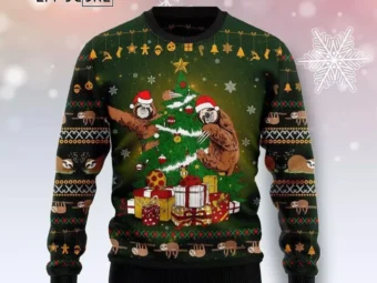 Sloth Christmas Tree Ugly Christmas Sweater