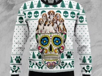 Sugar Skull Beagles Ugly Christmas Sweater