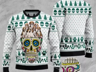 Sugar Skull Beagles Ugly Christmas Sweater