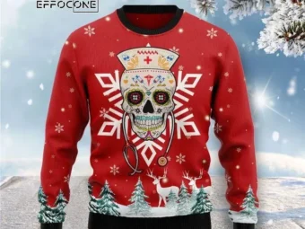 Sugar Skull Nurse Ugly Christmas Sweater