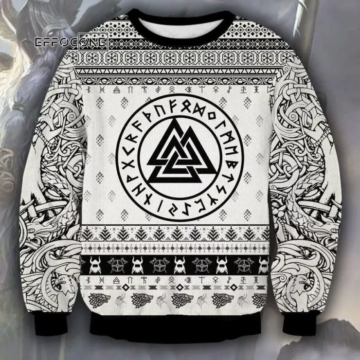 Viking Black And White Ugly Christmas Sweater