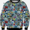 Wacky Cartoon Sketch Mash Up Ugly Christmas Sweater