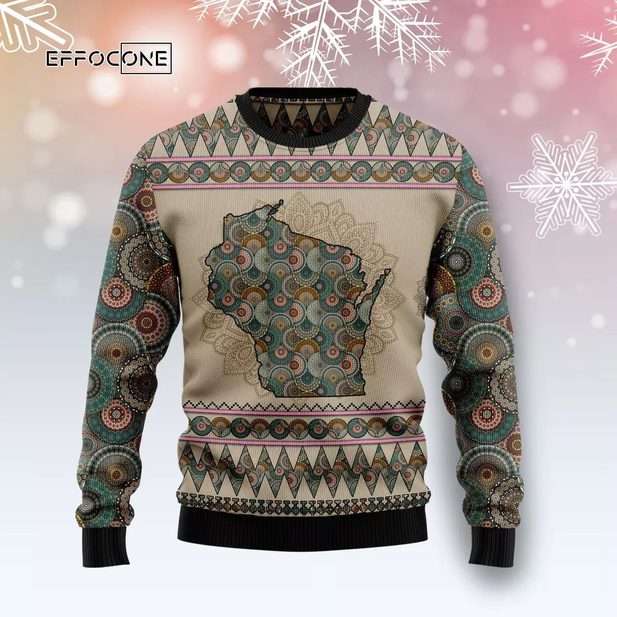 Wisconsin Mandala Ugly Christmas Sweater Wisconsin Mandala Ugly Christmas Sweater