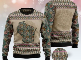 Wisconsin Mandala Ugly Christmas Sweater