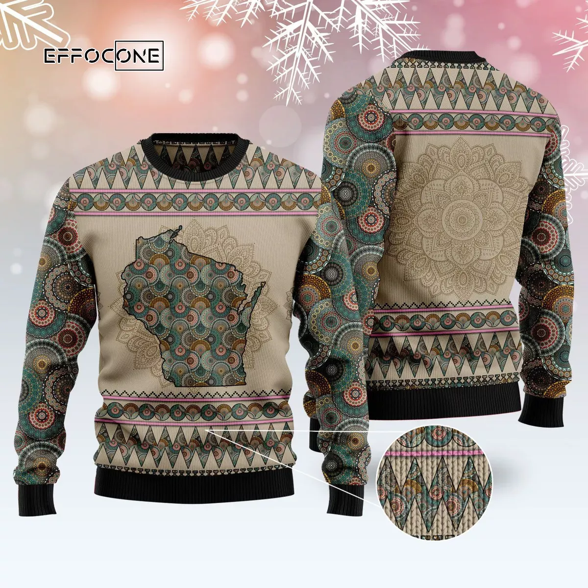 Wisconsin Mandala Ugly Christmas Sweater Wisconsin Mandala Ugly Christmas Sweater