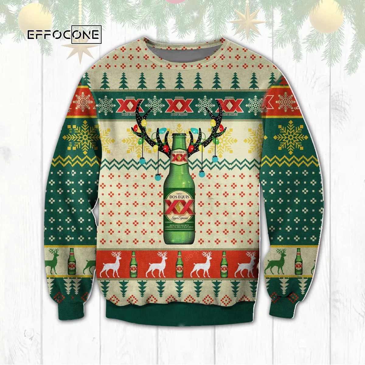 XX Dos Equis Reindeer Ugly Christmas Sweater XX Dos Equis Reindeer Ugly Christmas Sweater