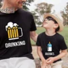 Dad Drinking Beer and Son Buddies Milk