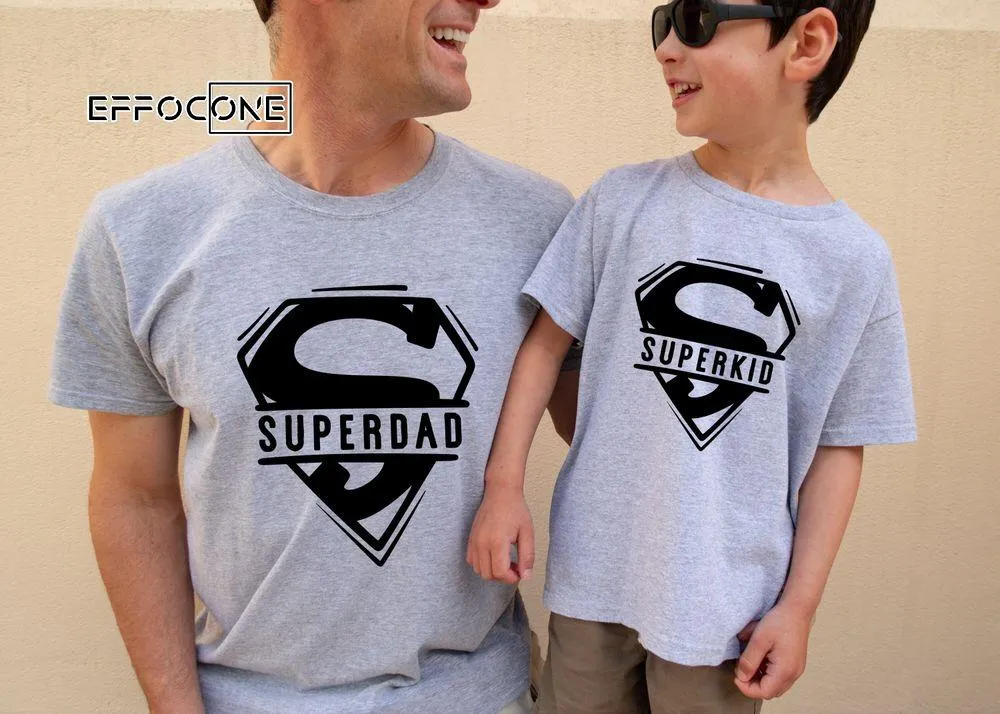 Superdad Superkid Father and Son Matching Unisex T-Shirt, Youth T-Shirt, Sweatshirt, Hoodie, Long Sleeve, Tank Top