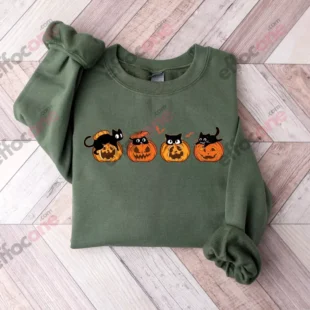 Halloween Sweatshirt, Cat Sweatshirt, Ghost Shirt