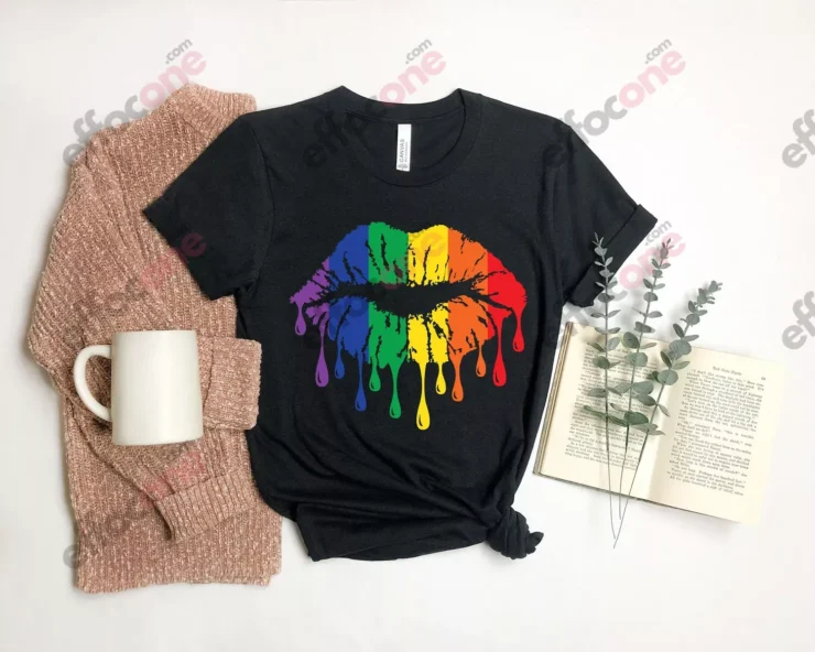 Rainbow Pride Shirt, Rainbow Lips Shirt, Love Is Love Shirt