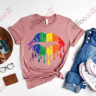 Rainbow Pride Shirt, Rainbow Lips Shirt, Love Is Love Shirt