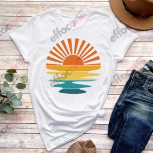 Retro Sunset Rays Wavy Shirt, Vintage Shirt, Retro Sunshine Shirt